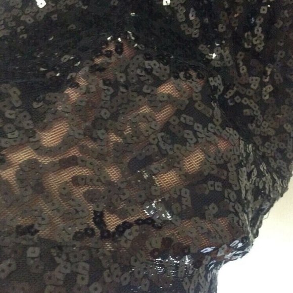 Black Sequin Mini Pencil Straight Skirt Tahari 6 - Picture 3 of 8